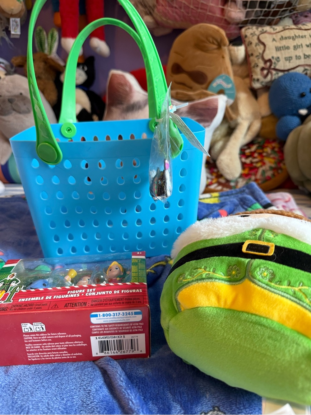 ELF Blue Toy Basket with Green Handles